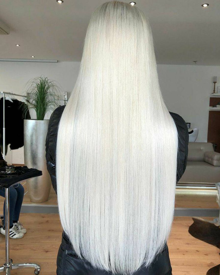 Fashion Cabelo grande, liso e platinado 