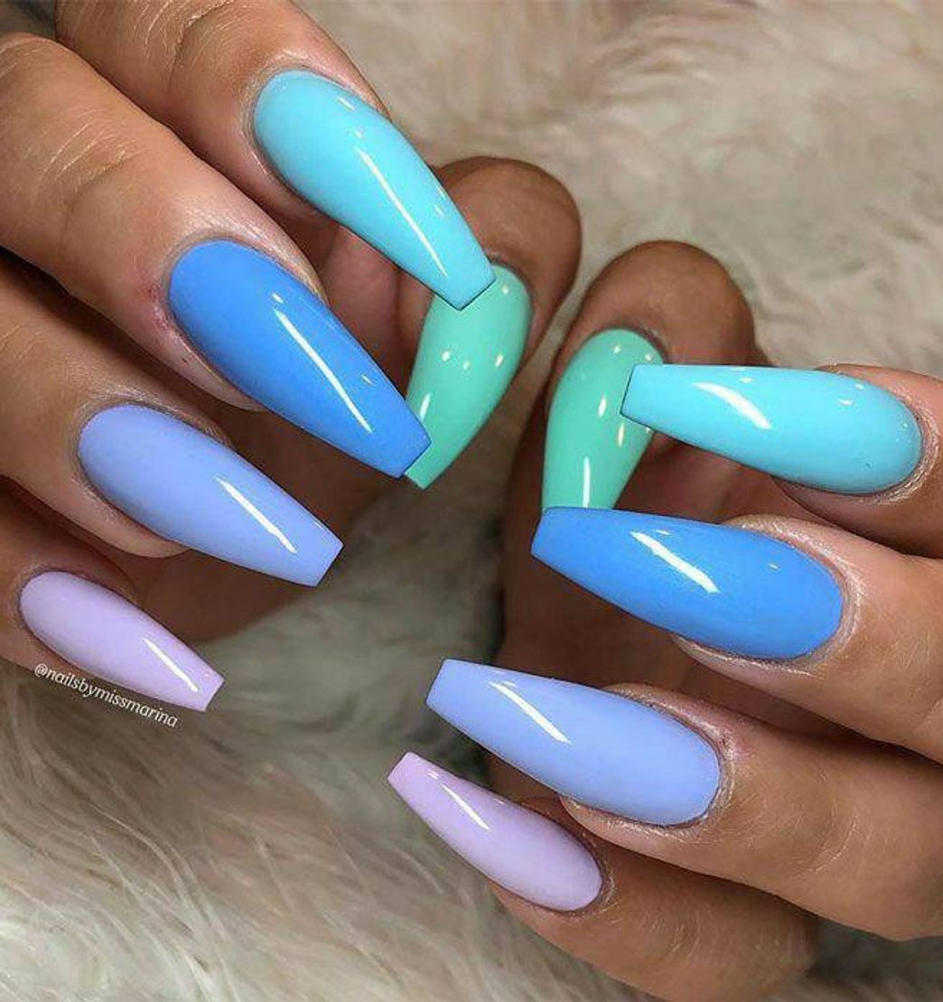 Fashion Unhas azuis blue nails