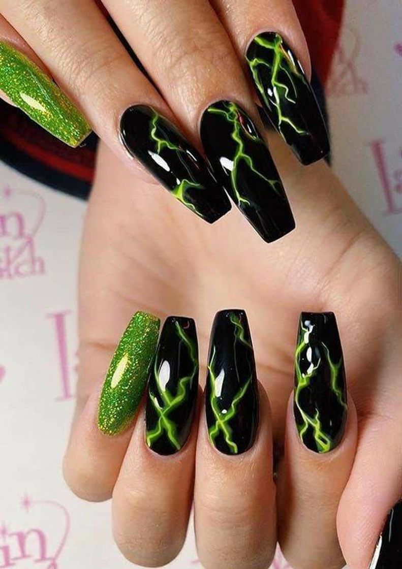 Fashion Unhas de raio verde