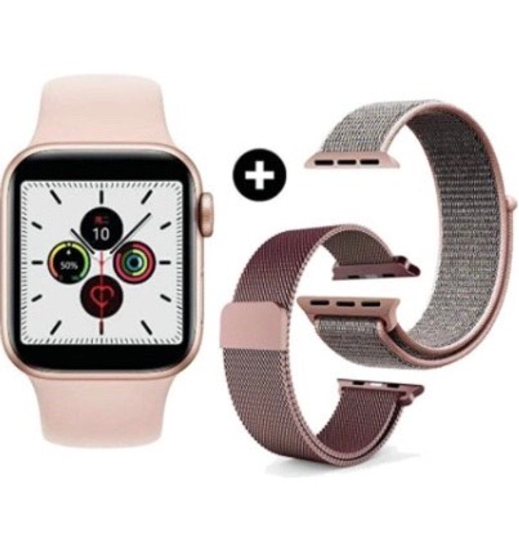 Moda Smartwatch 2 pulseiras + Pulseira Milanese(aço) na cor rose