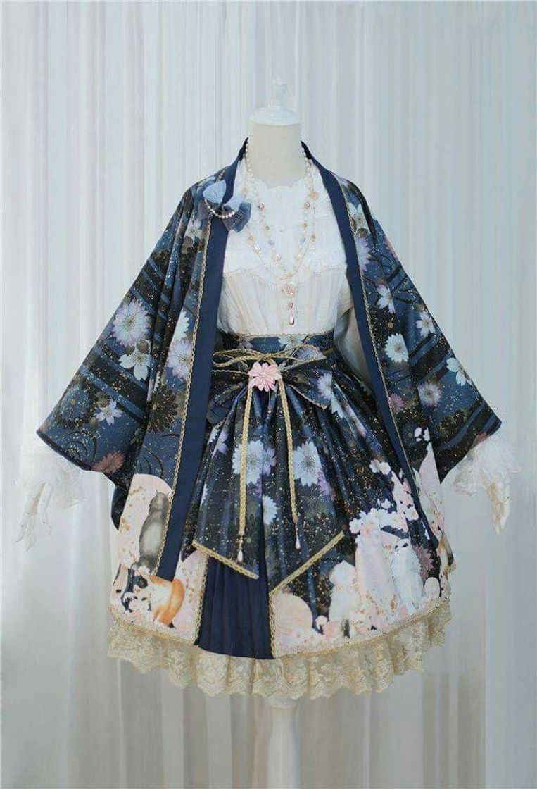 Social ROUPA MARAVILHOSA AZUL MARINHO COM FLORES E DESENHOS 