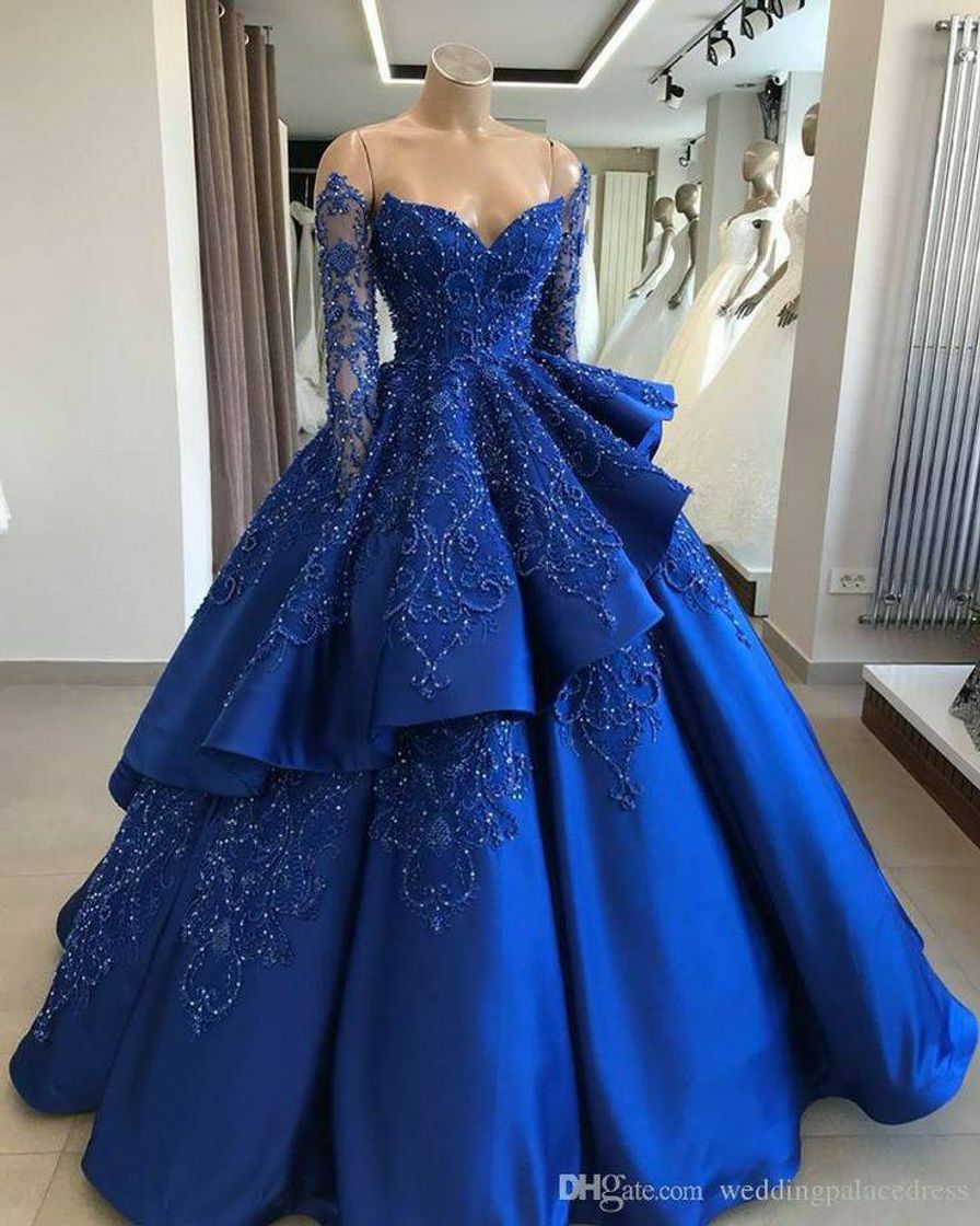 Fashion Lindo vestido longo para festa de quinze anos azul escuro👸