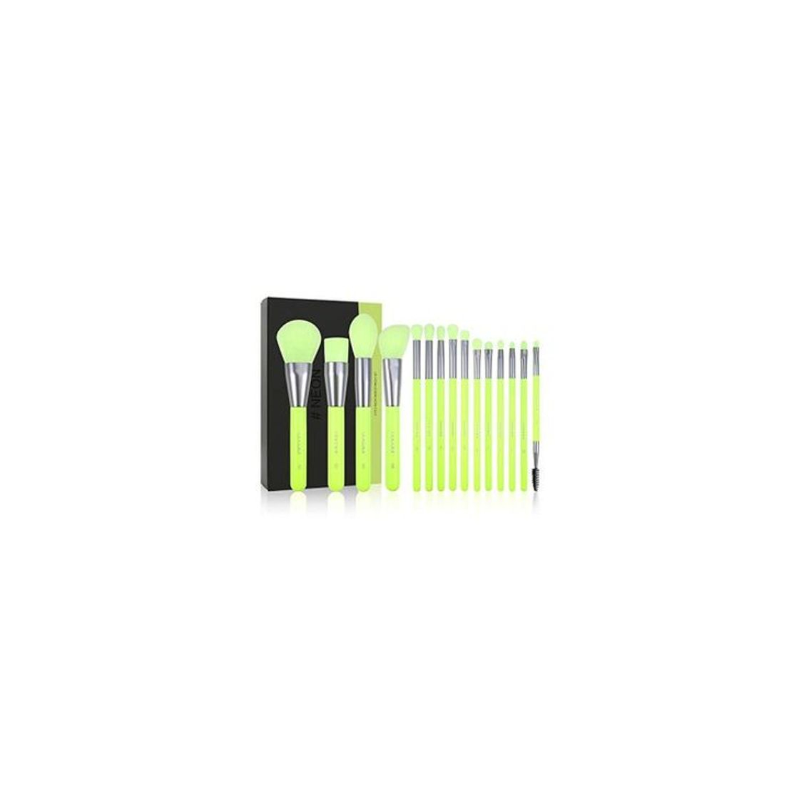 Product Docolor Makeup Brushes Set Neon Green 15Pcs Premium Premium Synthetic Kabuki Foundation