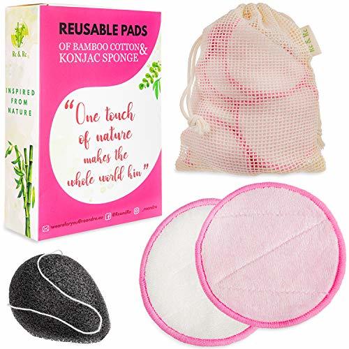 Belleza Reusable Makeup Remover Face Pads Make of Bamboo Cotton with Laundry Bag