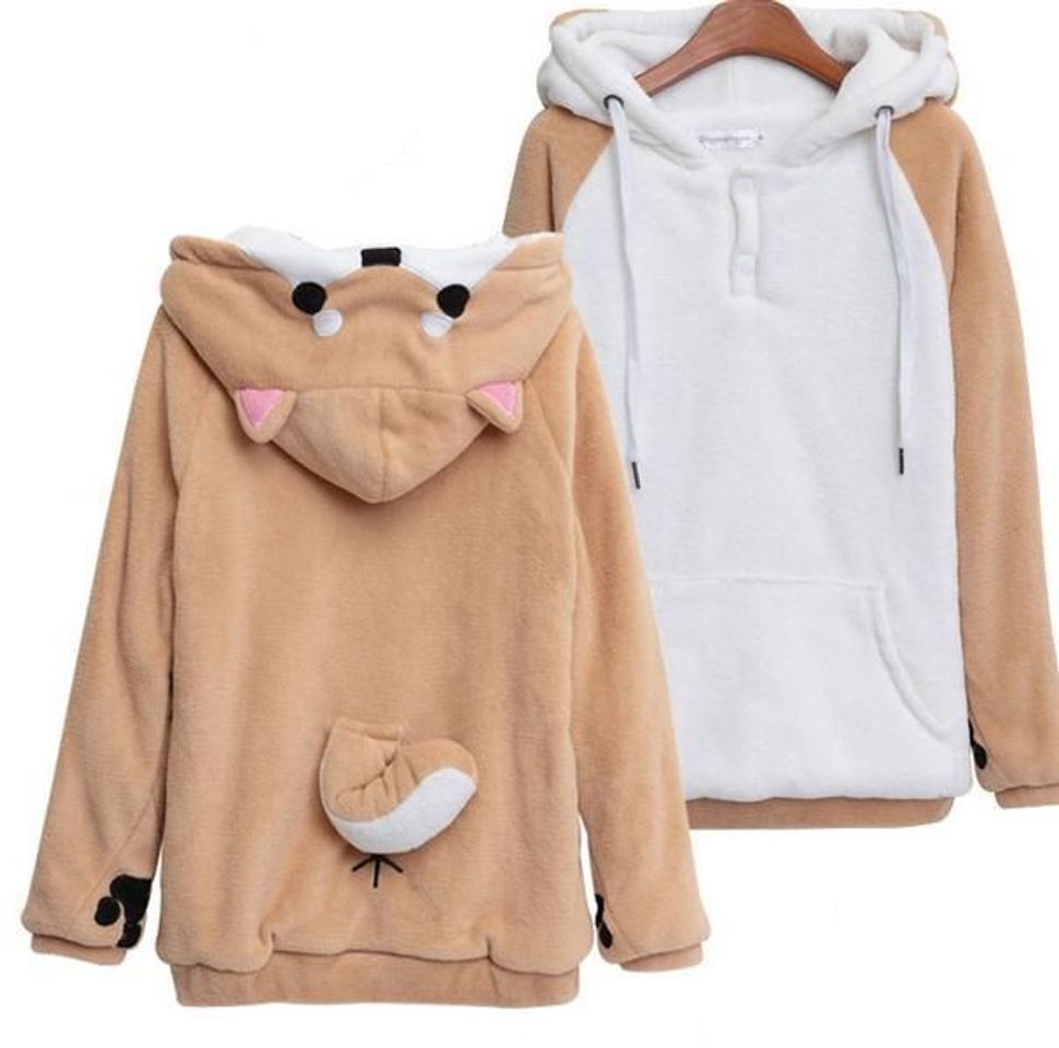 Moda Sudaderas Mujer Women Harajuku Hoodies Cartoon Dog Shiba Inu Anime Printed Sweatshirt Sudadera Mujer Moletom Feminino Kawaii Pullover Top Blue L