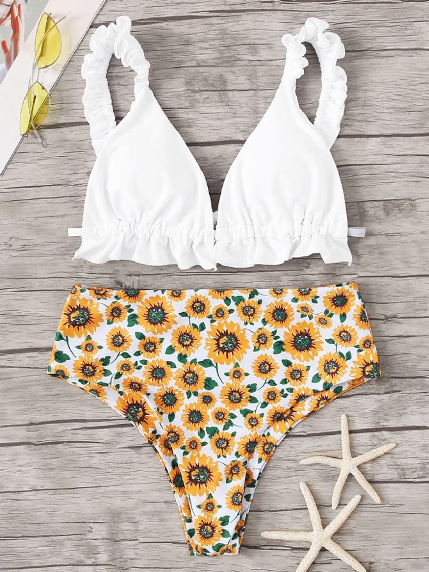 Social Bikini de tanga con girasoles 
