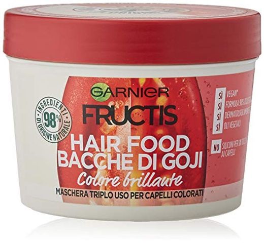FRUCTIS Hair Food Bayas de Goji Máscara Nutriente 3 en 1 con fórmula vegana