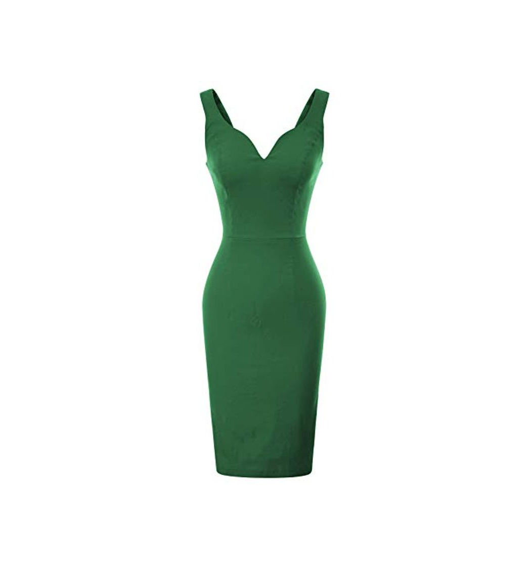 Fashion Mujer Vestido Verde sin Mangas Vintage de Fiesta Sexy XL CL010987