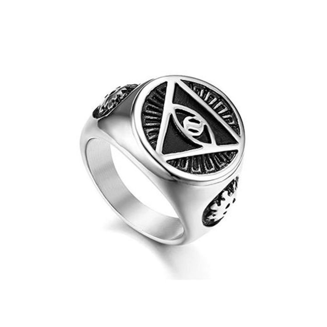 Social Flongo Anillo de Sello Grande Anillo de Hombre Acero Inoxidable La Pirámide