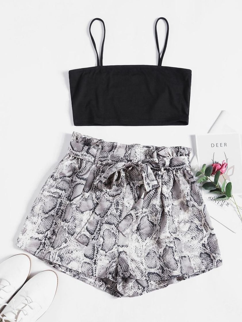 Social ZAFUL - Snake Print Belted Co Ord Set 