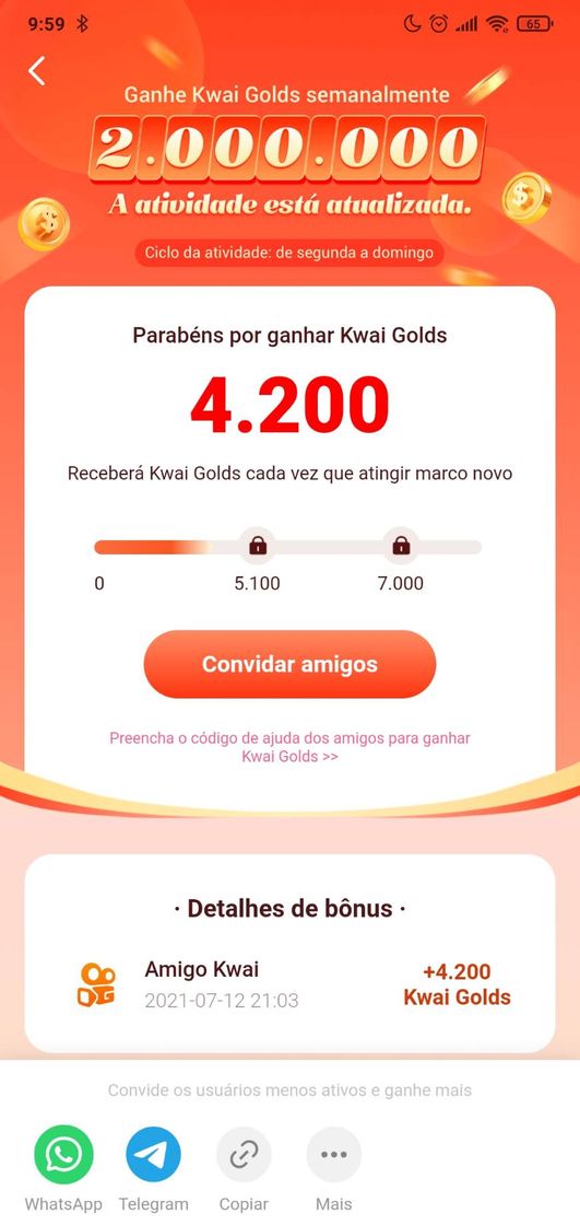 Social Kwai bônus, meu código: Kwai199693530