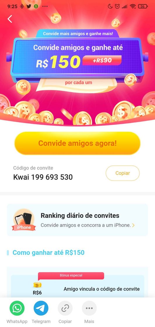 Social Recompensa nova no Kwai bônus