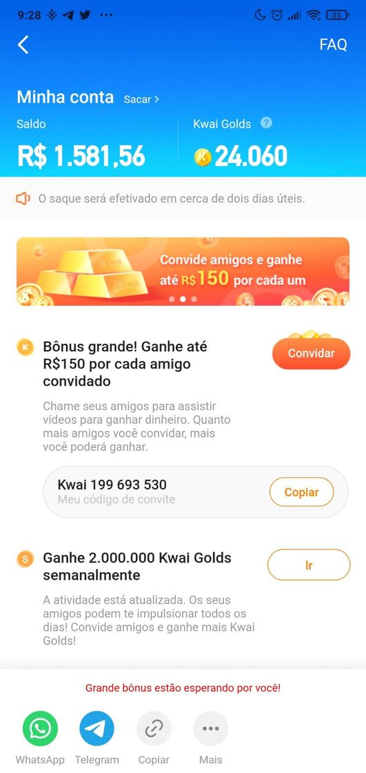Social O dinheiro das figurinhas foi depositado na minha conta Kwai