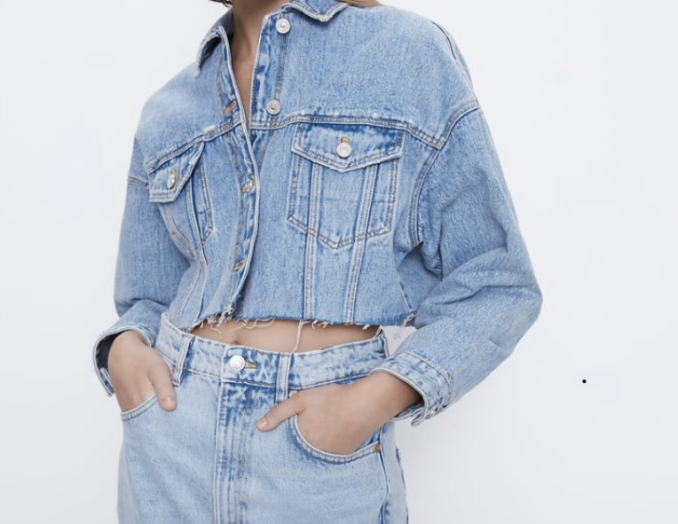 Product Cazadora denim cropped 