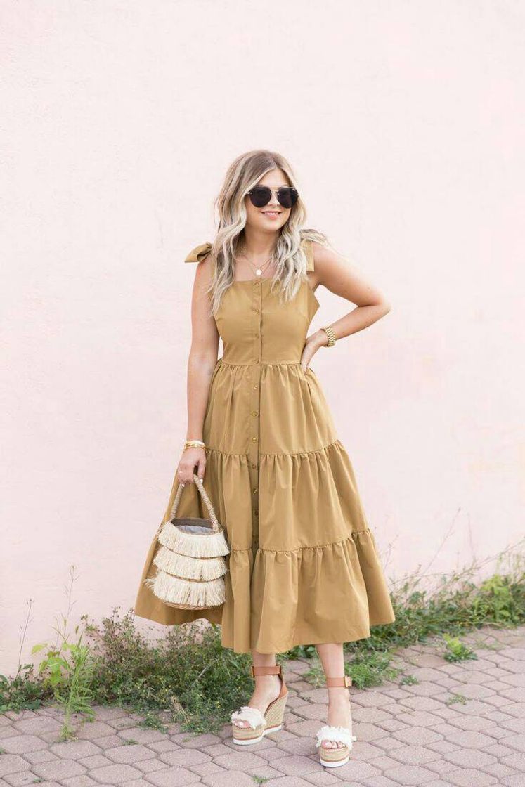 Fashion Vestido midi mostarda