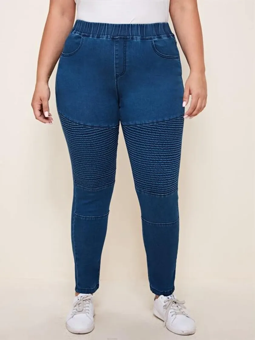 Fashion Plus Plisse Detail Skinny Jeans | SHEIN USA