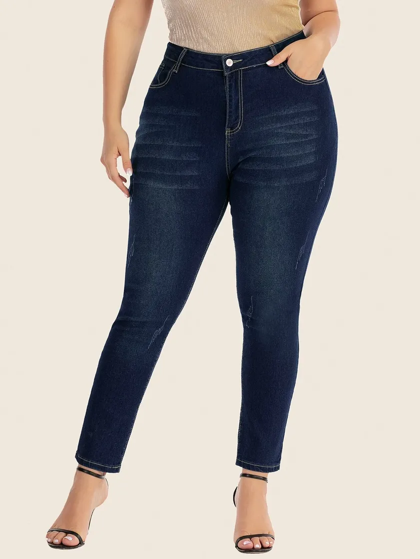 Fashion Plus Cat Whiskers Skinny Jeans | SHEIN USA