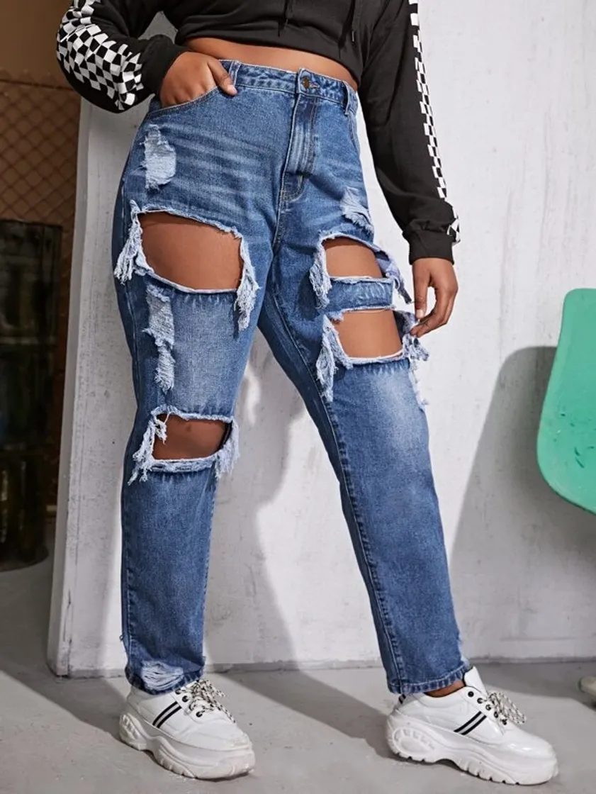 Fashion Plus High Rise Ripped Jeans | SHEIN USA