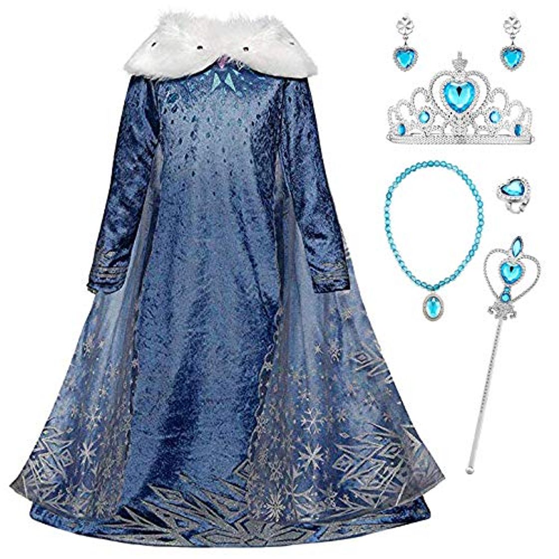 Product YOSICIL Niñas Cosplay Vestido de Princesa Elsa con Capa Vestido de Frozen