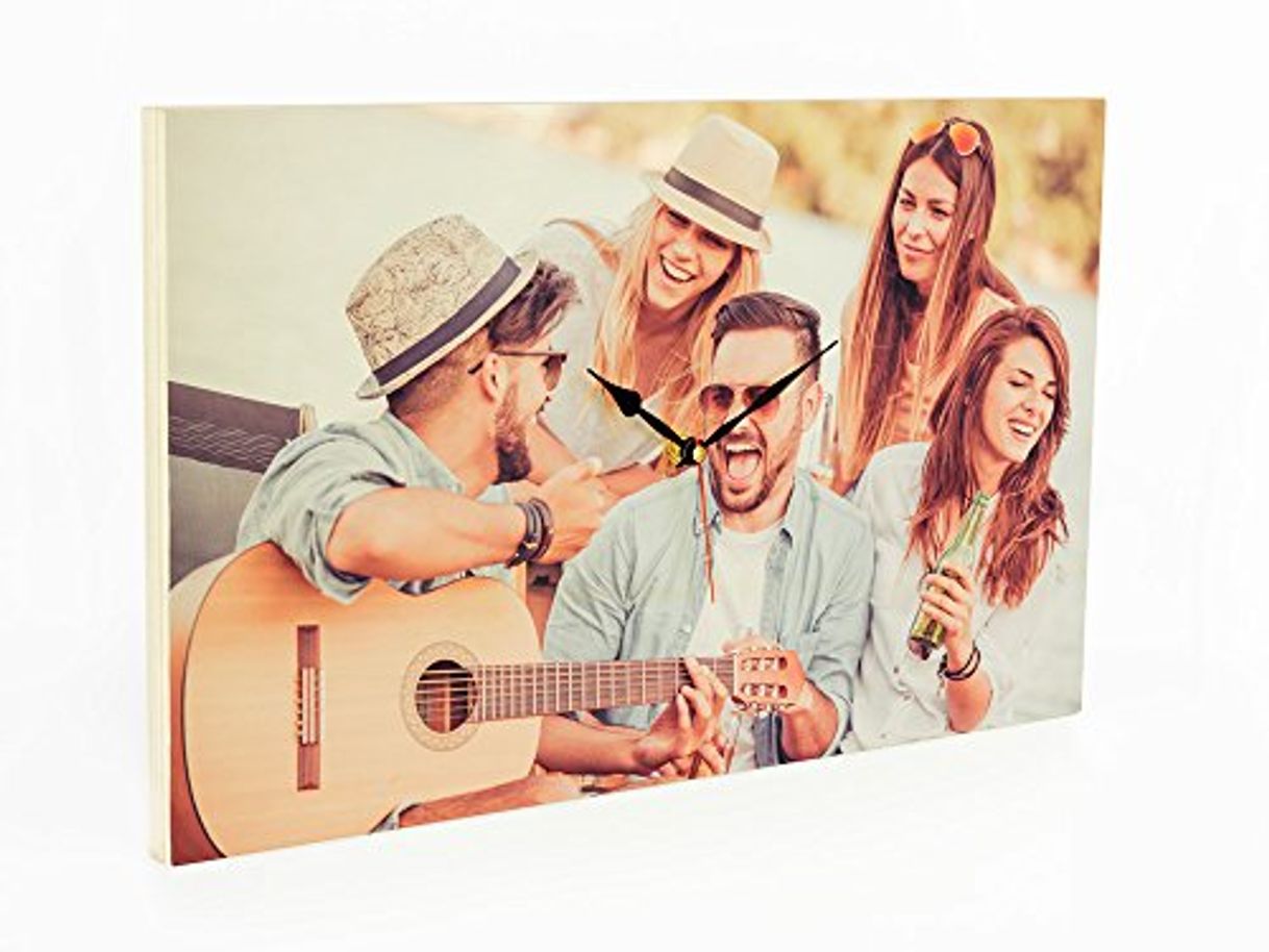 Social Regalo Original Reloj Rectangular de Madera para Pared Personalizado con tu Foto