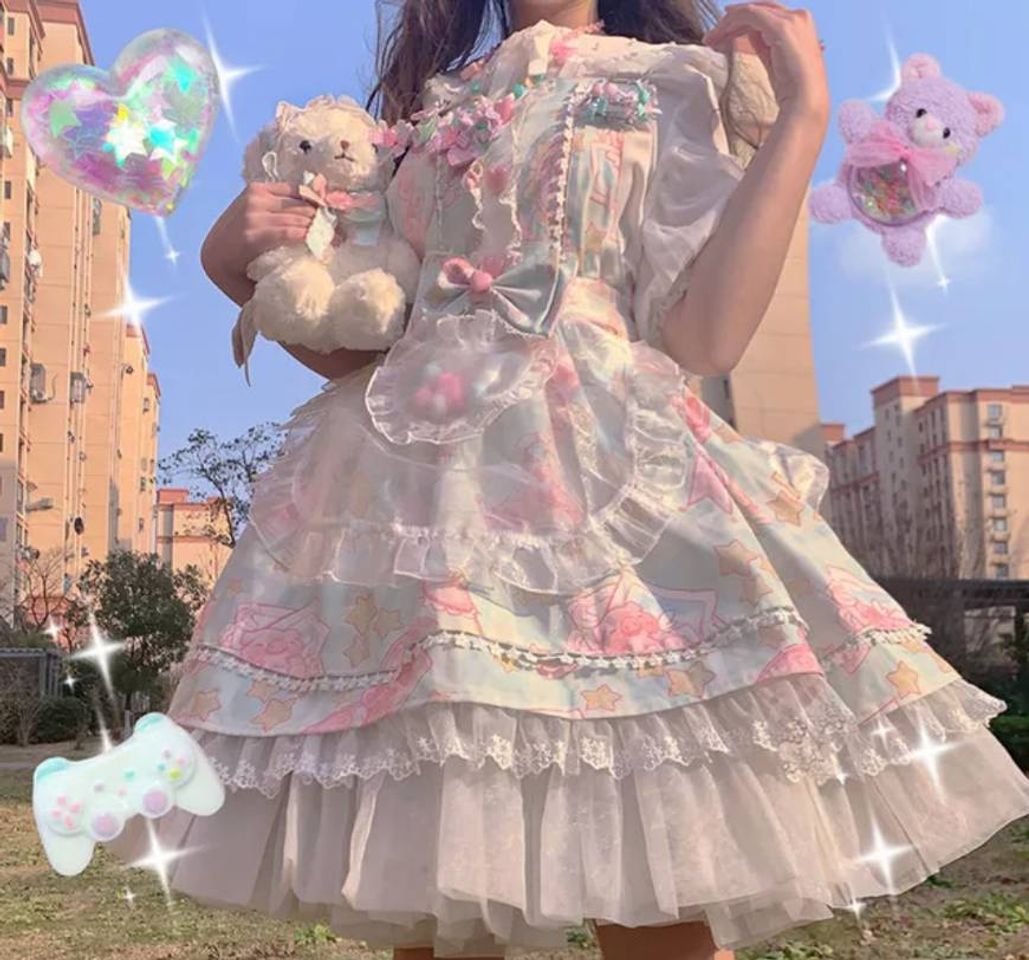 Fashion Kawaii bonito anjo porco lolita preto