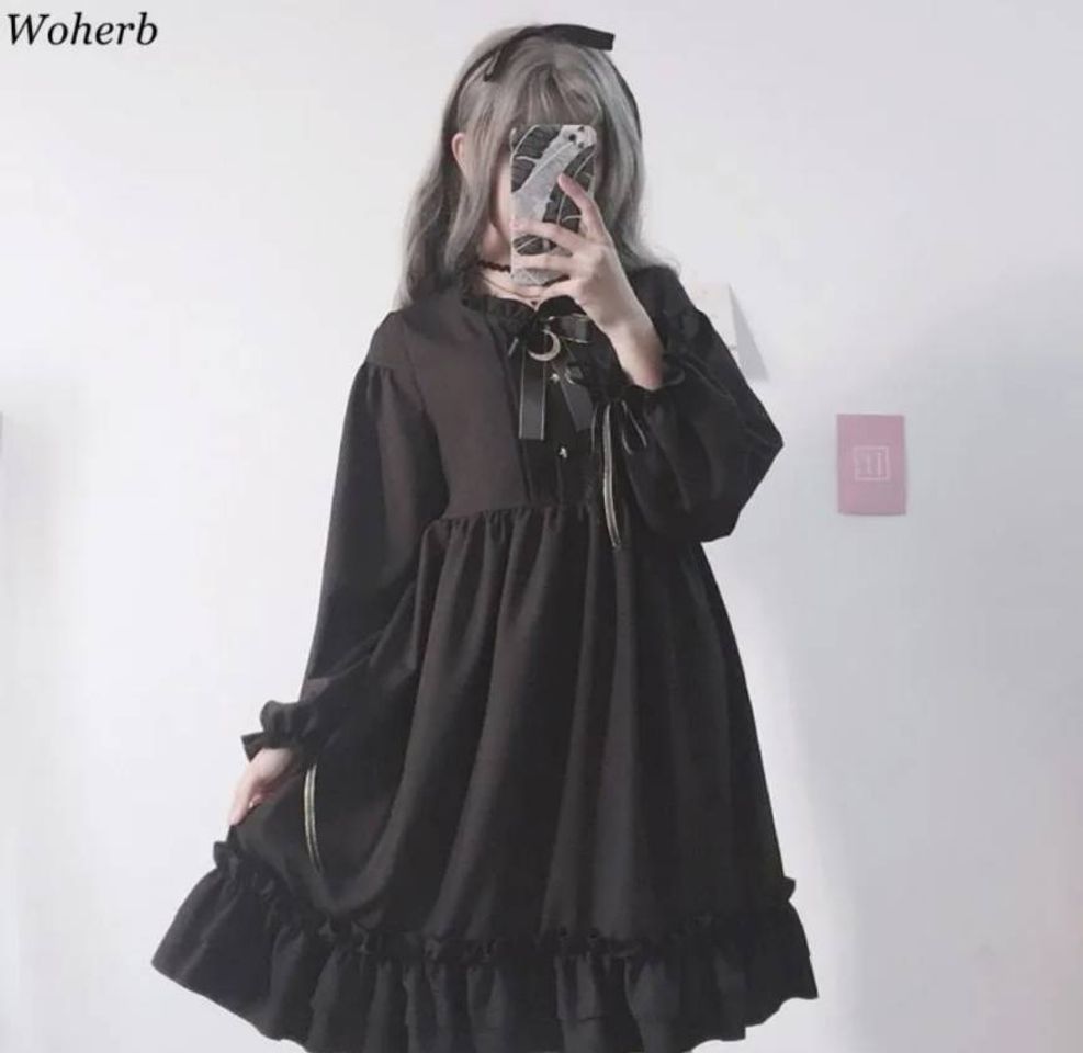 Fashion Vestido De Verão Gótico Mulheres Vintage Ruffle Lolita Vesti