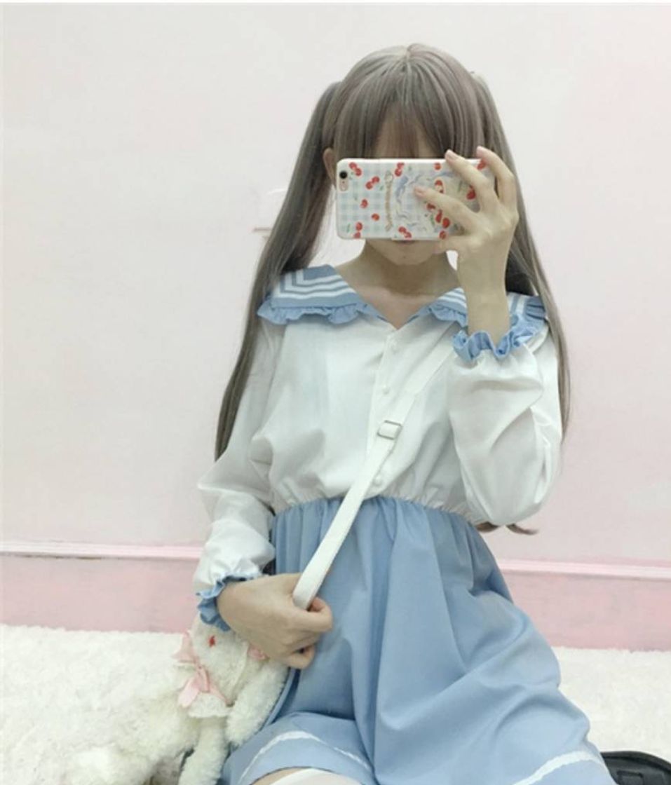 Moda Vestido de colégio para menina japonesa loli vestido de mang