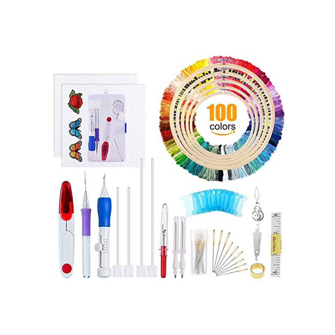 Social Punto de Cruz Kits Completo, Bordado Aguja Magica Punch Needle, Punzón Manualidades,