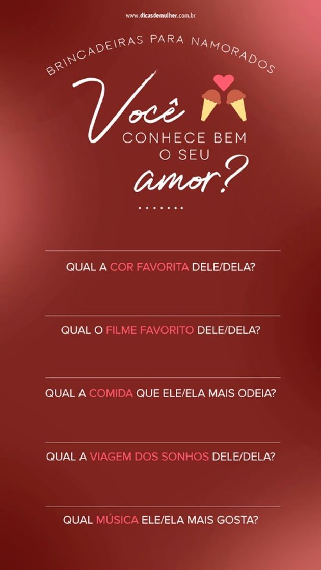 Fashion Você conhece bem o seu amor ?