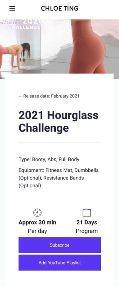 Moda 2021 Hourglass Workout Challenge - Free Workout ... - Chloe Ting