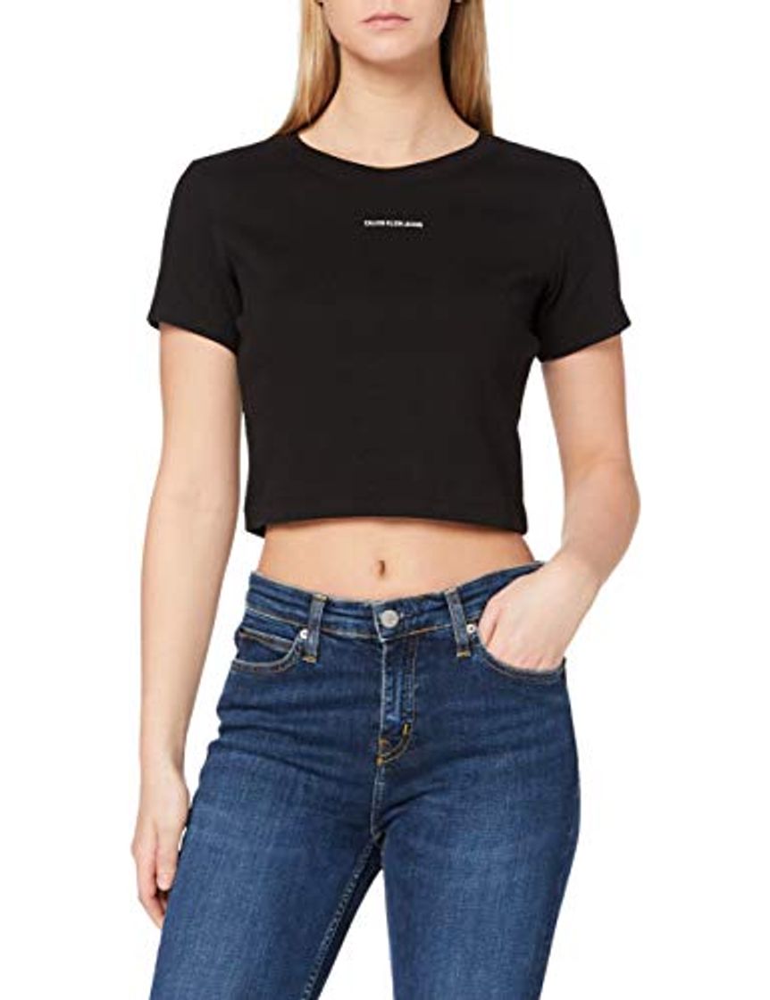 Social Calvin Klein Jeans Micro Branding Crop Rib Top Camiseta
