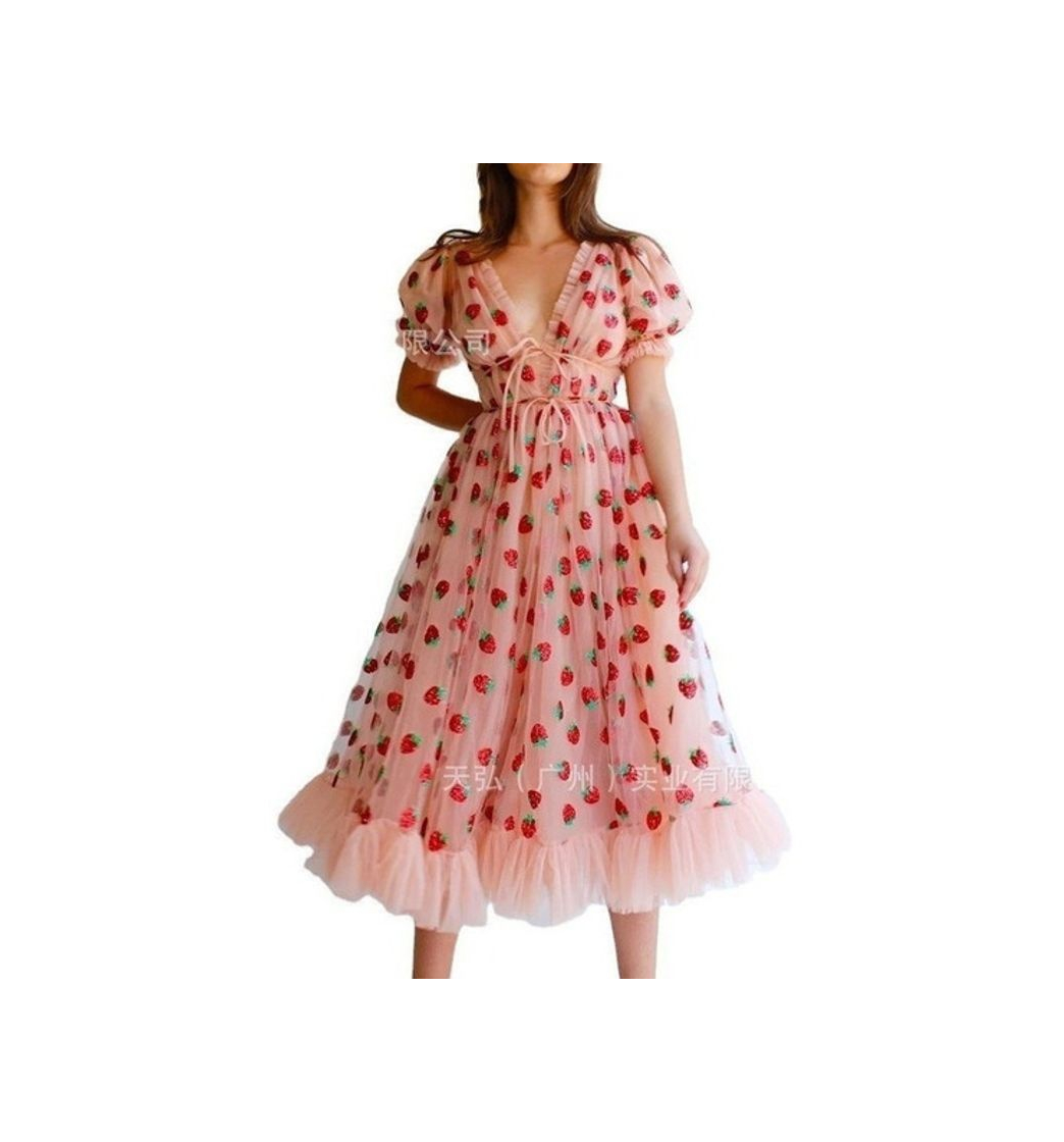 Social Vestido SHEIN Morango Rosa Boho com Nós