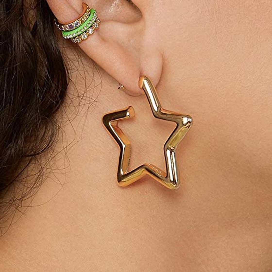 Fashion Erin Huai Shi Joyería De Moda Estrellas Pendientes De Aro En Forma De Corazón Pendientes De Metal para Mujer