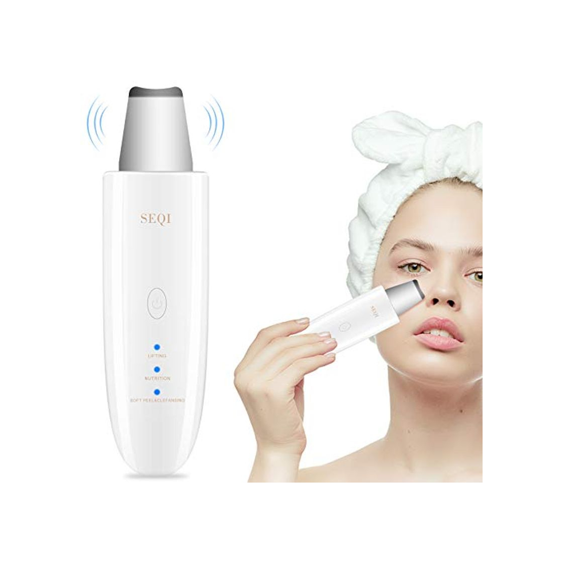 Product SEQI Limpiador Facial Ultrasónico, Peeling Ultrasónico Facial con 3 Modos,Skin Scrubber, USB