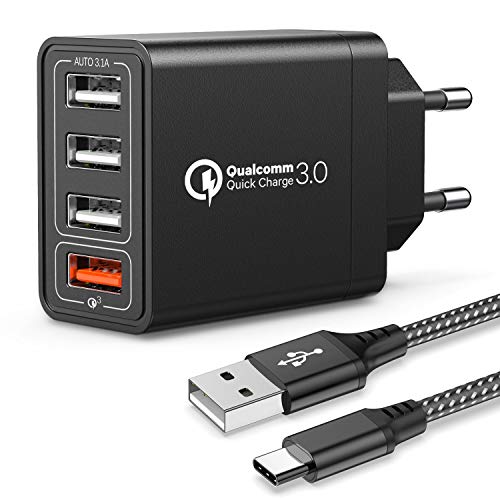 Electrónica JOOMFEEN Quick Charge 3.0 Cargador USB de Pared con Cable USB Tipo