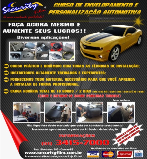 Fashion Curso de envelopamento de carro