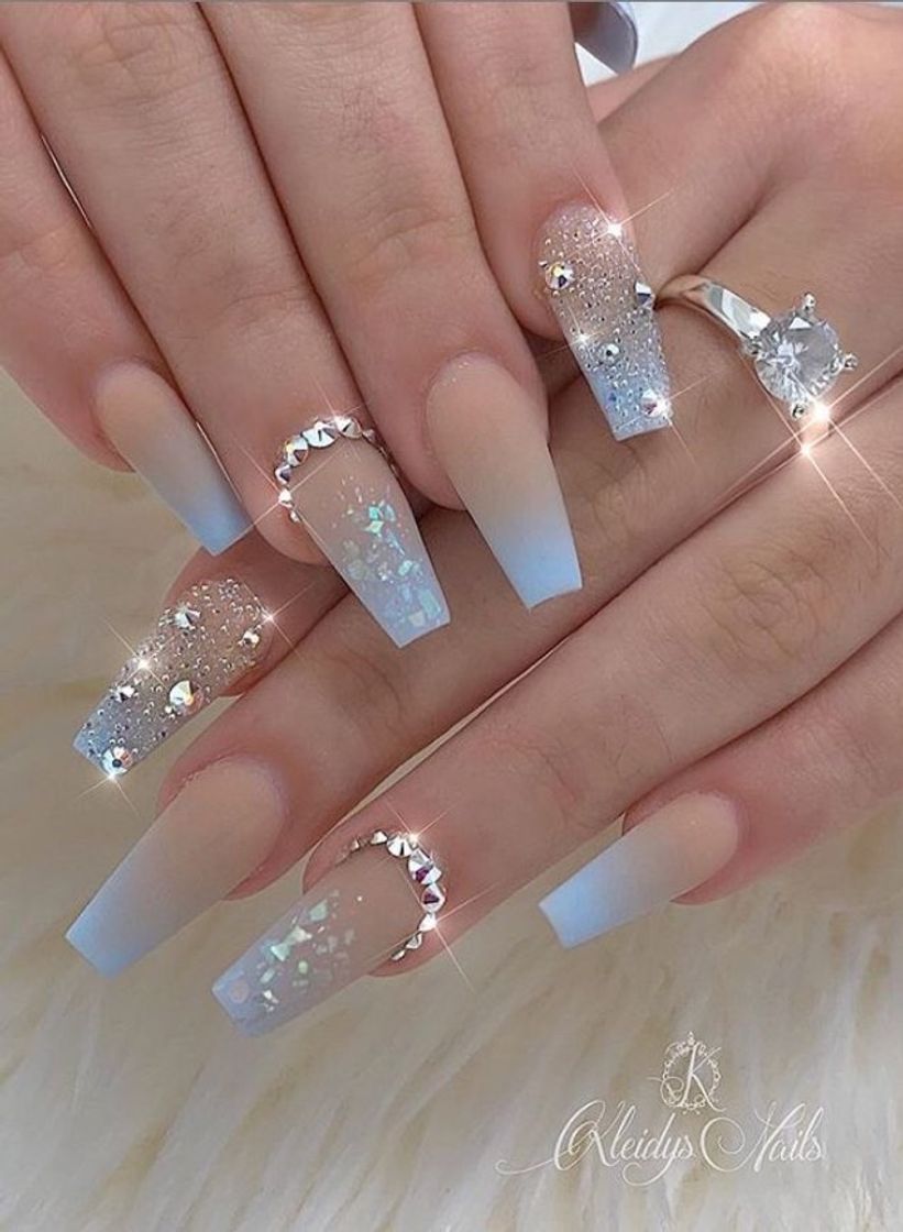 Fashion Elegant acrylic blue nails 