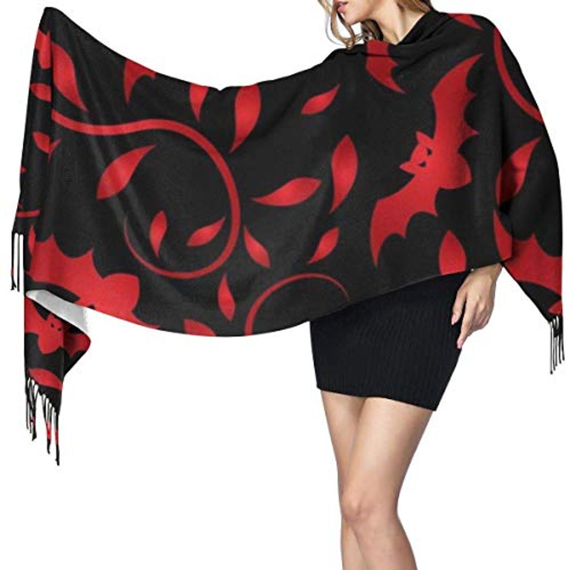 Moda Cool Blood Bet Red Paisley Elegante bufanda de cachemir de invierno Pashmina Chal Wrap Stole For Women Girl