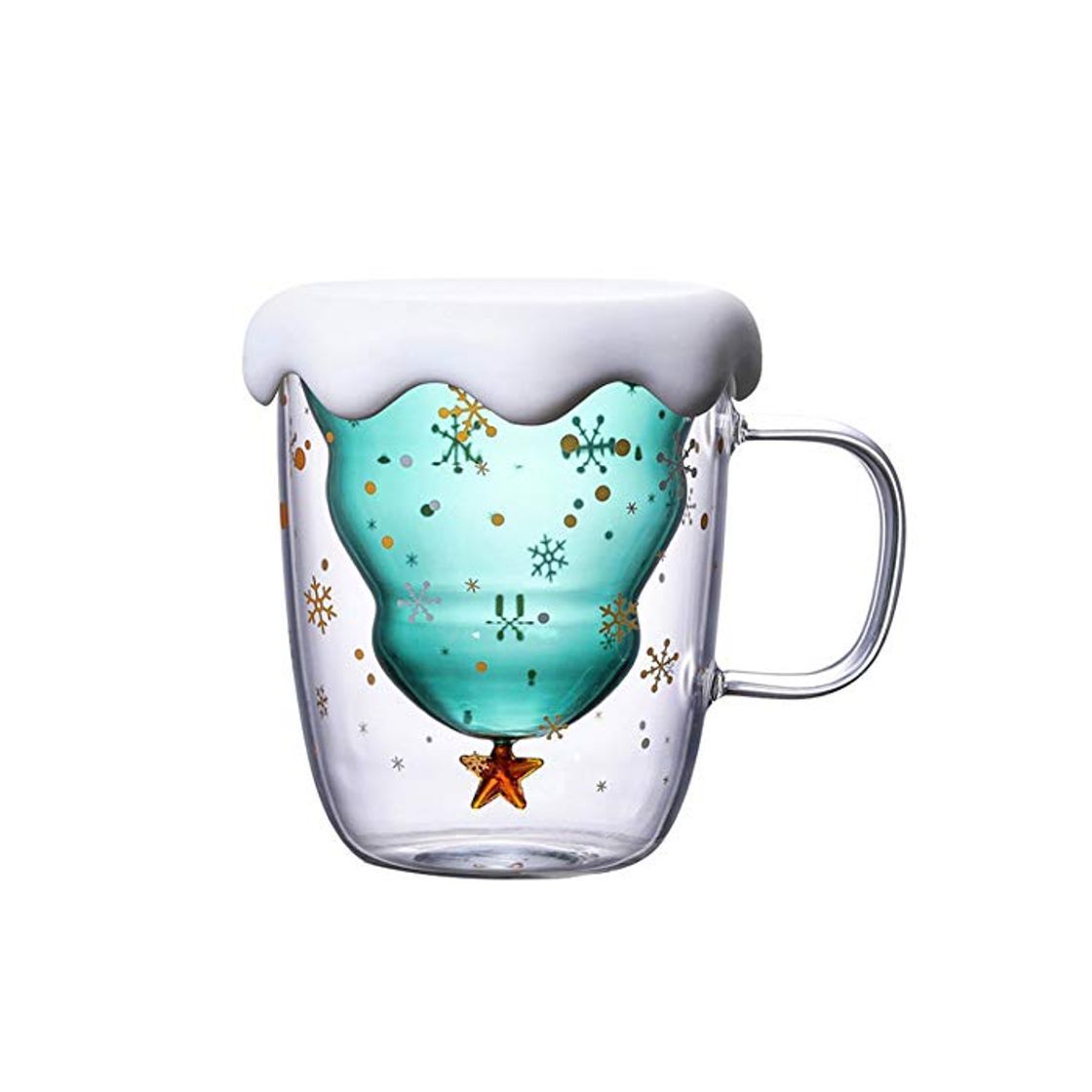 Producto Gebuter Christmas Tree Event Cup Star Water Double-Layer Glass Mugs for Cocktail