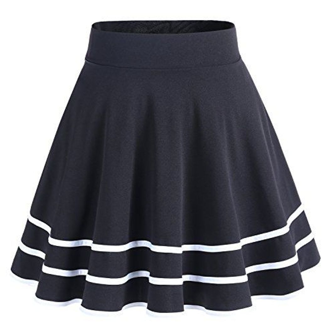 Product DRESSTELLS Falda Mujer Mini Corto Elástica Plisada Básica Multifuncional Navy L