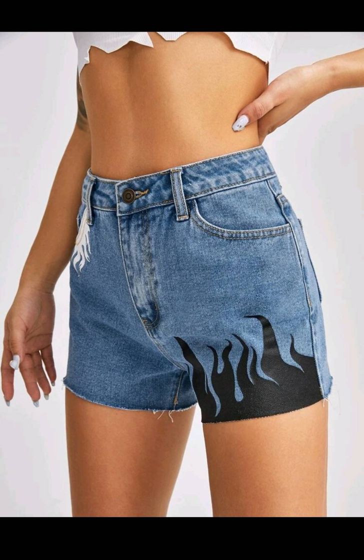 Social Shorts Jeans Labareda preto e branco 