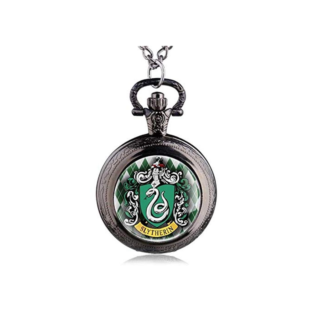 Moda Witchcraft Slytherin School Snake Pendant Necklace Dome Quartz Pocket Watch Men Women Kids Gift Black