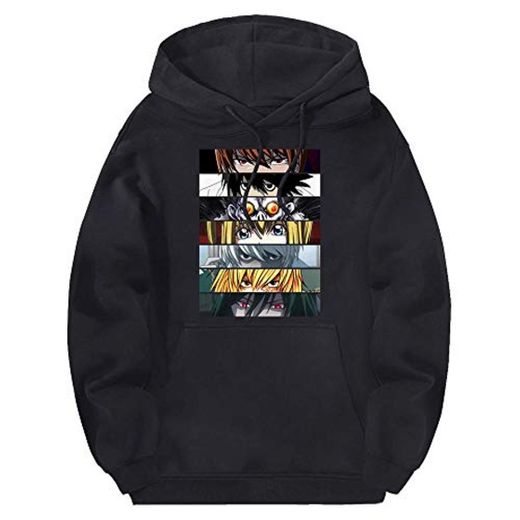 Death Note Hoodies Sudadera con Capucha de Lana para Hombre 2020 Jerseys de Lana de Invierno Ropa de Hip Hop Manga Completa Negro Moletom Masculino