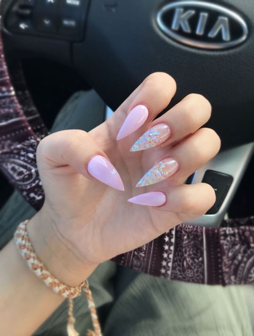 Fashion Unhas rosa bebê stiletto 💗