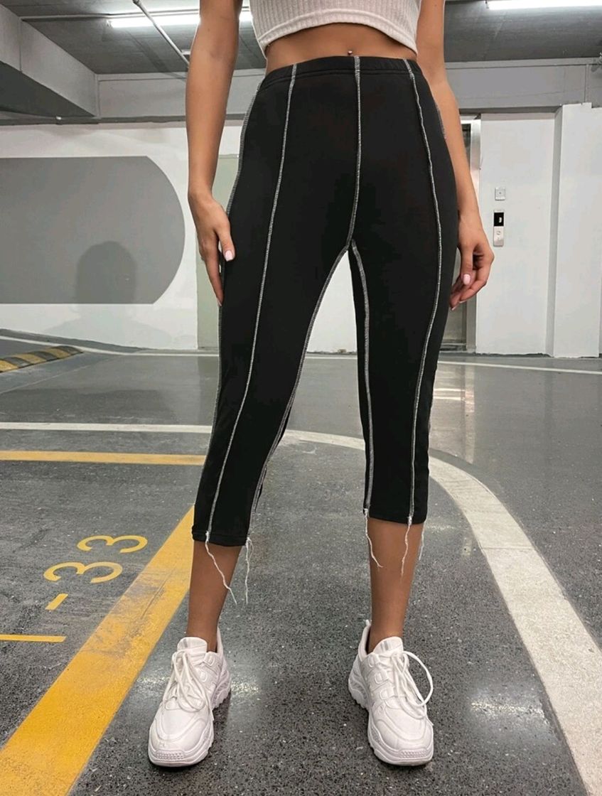 Leggins en contraste con puntada Shein
