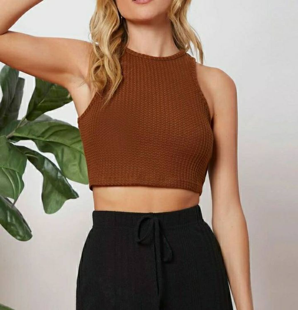 Fashion Cropped de Malha Waffle 