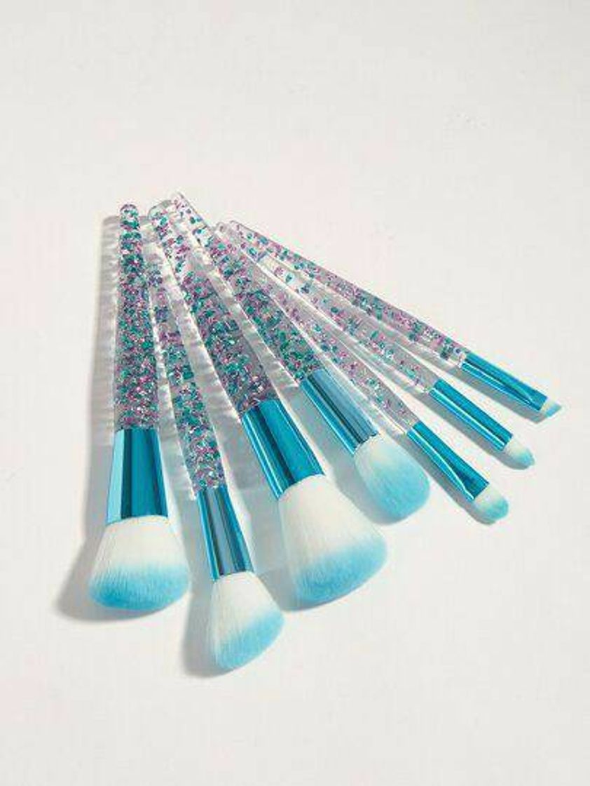 Social Brocha de maquillaje de manija transparente 20 piezas Shein