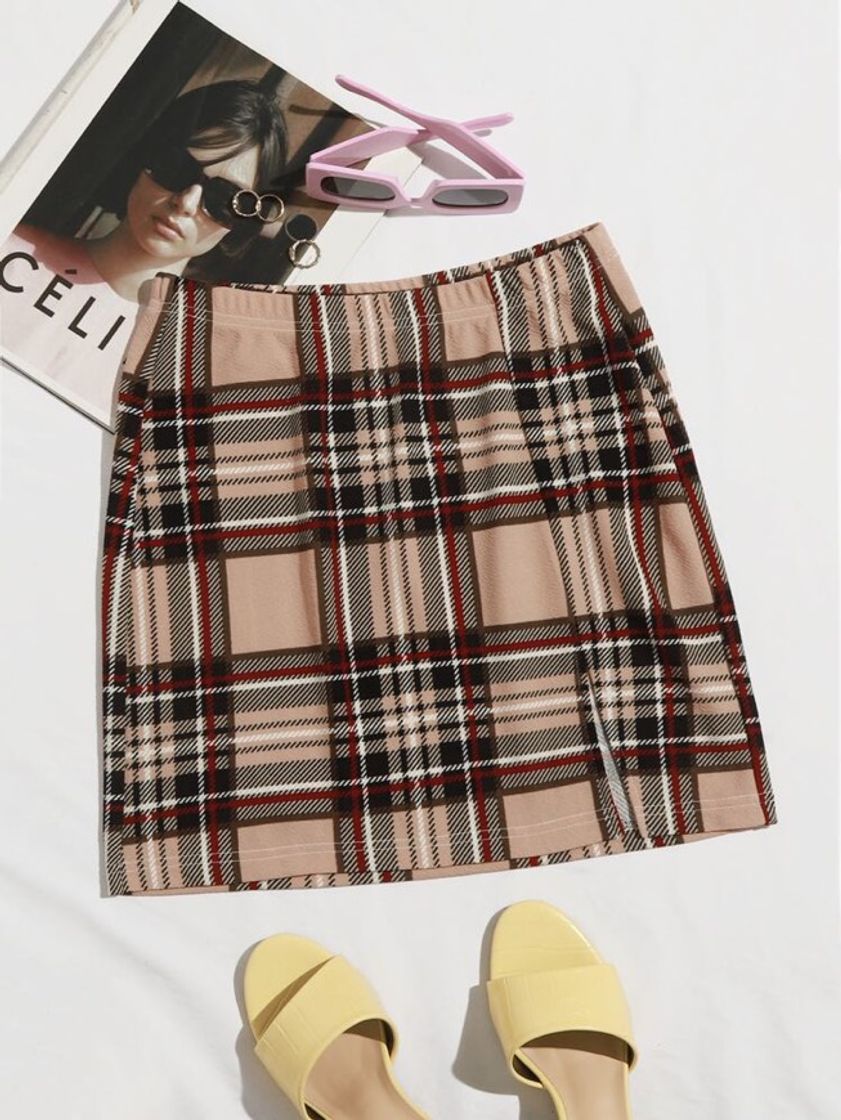 Fashion SHEIN Tartan Formal Saia