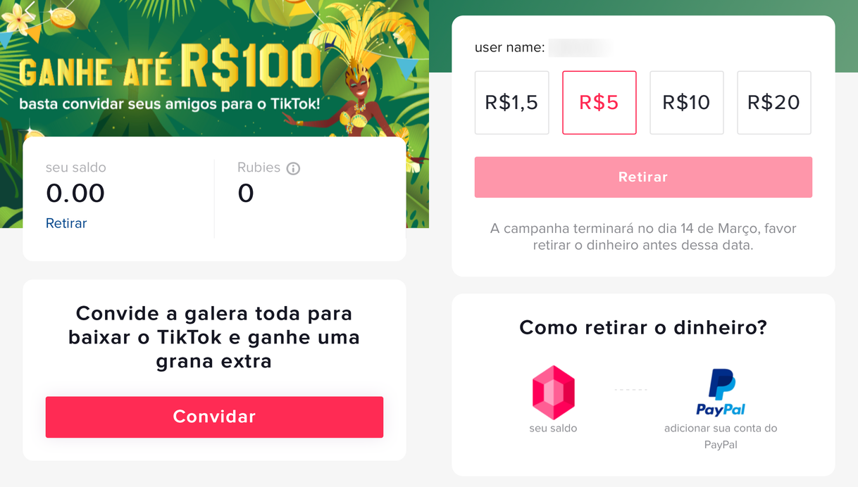 App O tiktok tá apagando até 152 por cada convidado