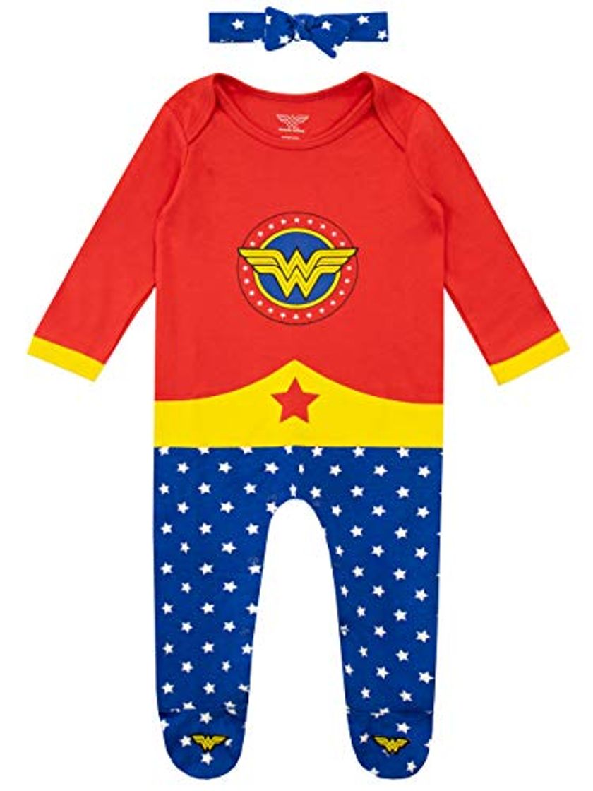 Moda Wonder Woman Pijama Entera y Venda para Niñas Bebés Multi 3